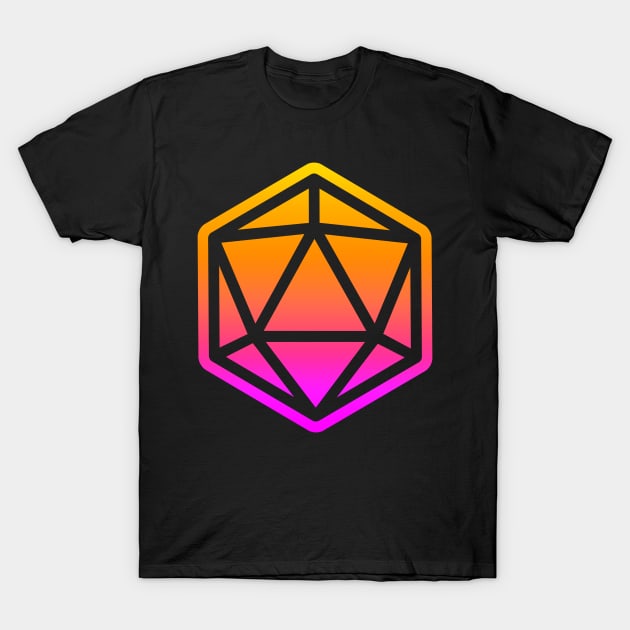 80s Retro D20 Sunset T-Shirt by SimonBreeze